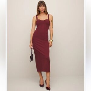 Reformation Nellie Bustier Tank Knit Midi Dress in Chianti